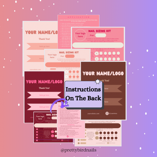 Press On Nail Business Templates: Nail Display & Size Kit Cards